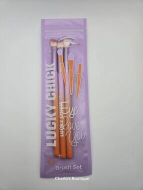 NWT Lucky Chick Eye Love You 3pc Makeup Brush Set Vegan